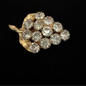 Elegant Rhinestone Grape Gold Brooch